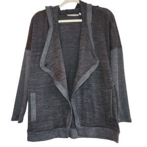 Athleta Blissful Wrap Hooded Cardigan Size S Charcoal Gray Relaxed Fit Pockets